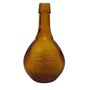 Vintage Wheaton Glass Bottle Amber Orange 9.25" High Retro Colonial Style